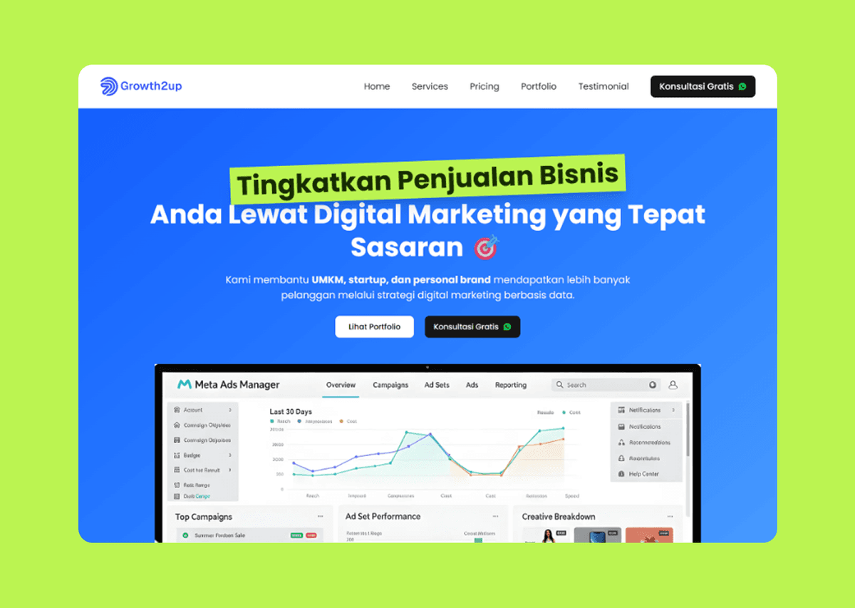 Growth2Up - Digital Marketing Landing Page